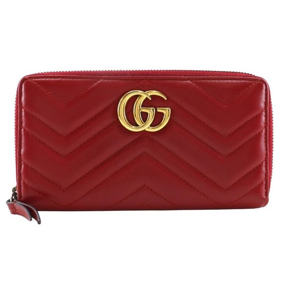 GUCCI Double G zip around wallet Purse 443123 GG Marmon Chevron quilting - Picture 1 of 14